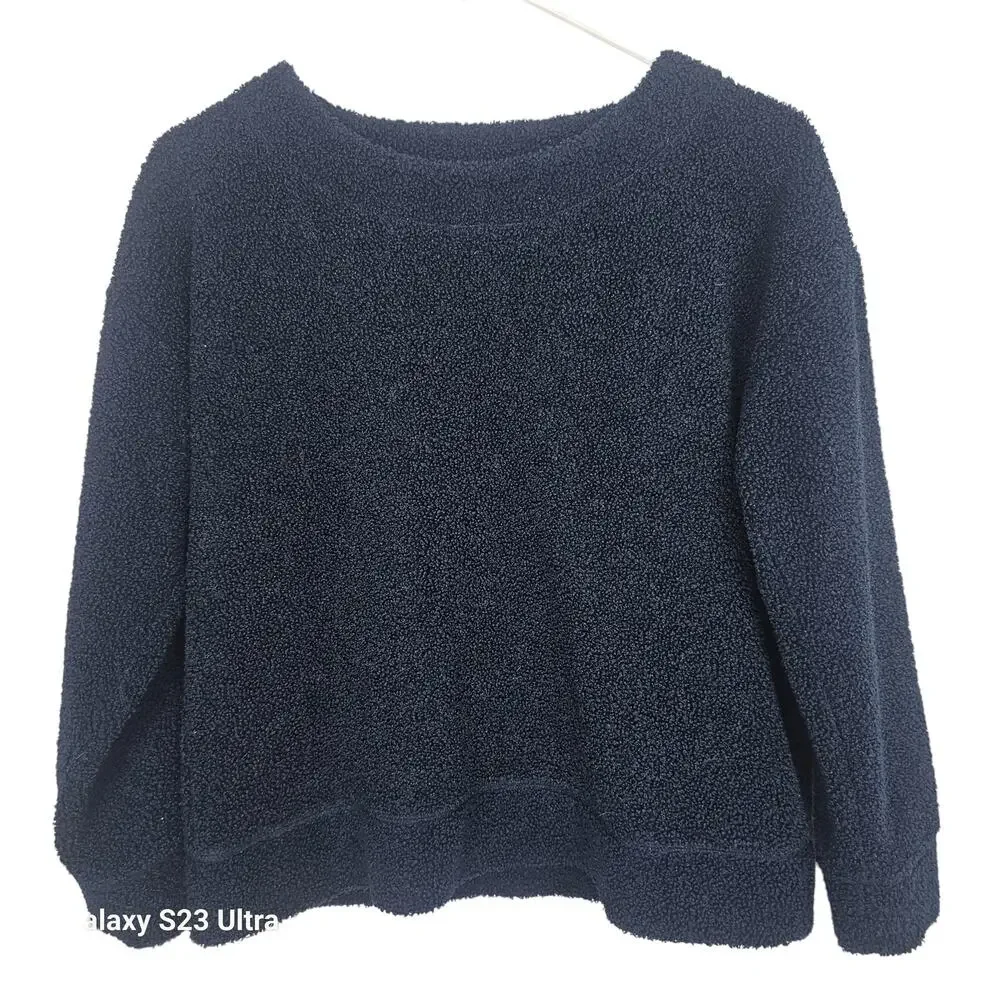 J. Crew Womens Vintage Fleece Crew Neck Pullover Sweater Size XS Navy Preppy